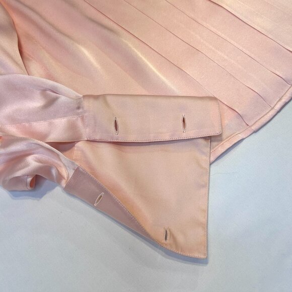 CHANEL Vintage Pleated Button Up Blouse in Pale Pink Silk - Picture 7 of 11